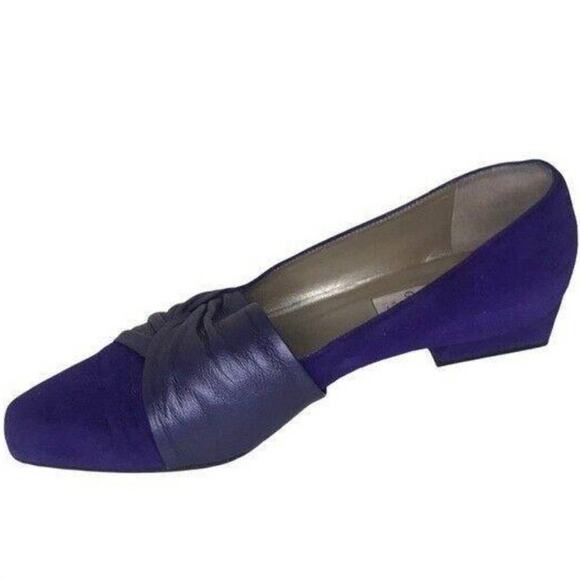 Via Garda Purple Leather Slip-On Loafers Made in Italy Size 7 - Picture 8 of 9